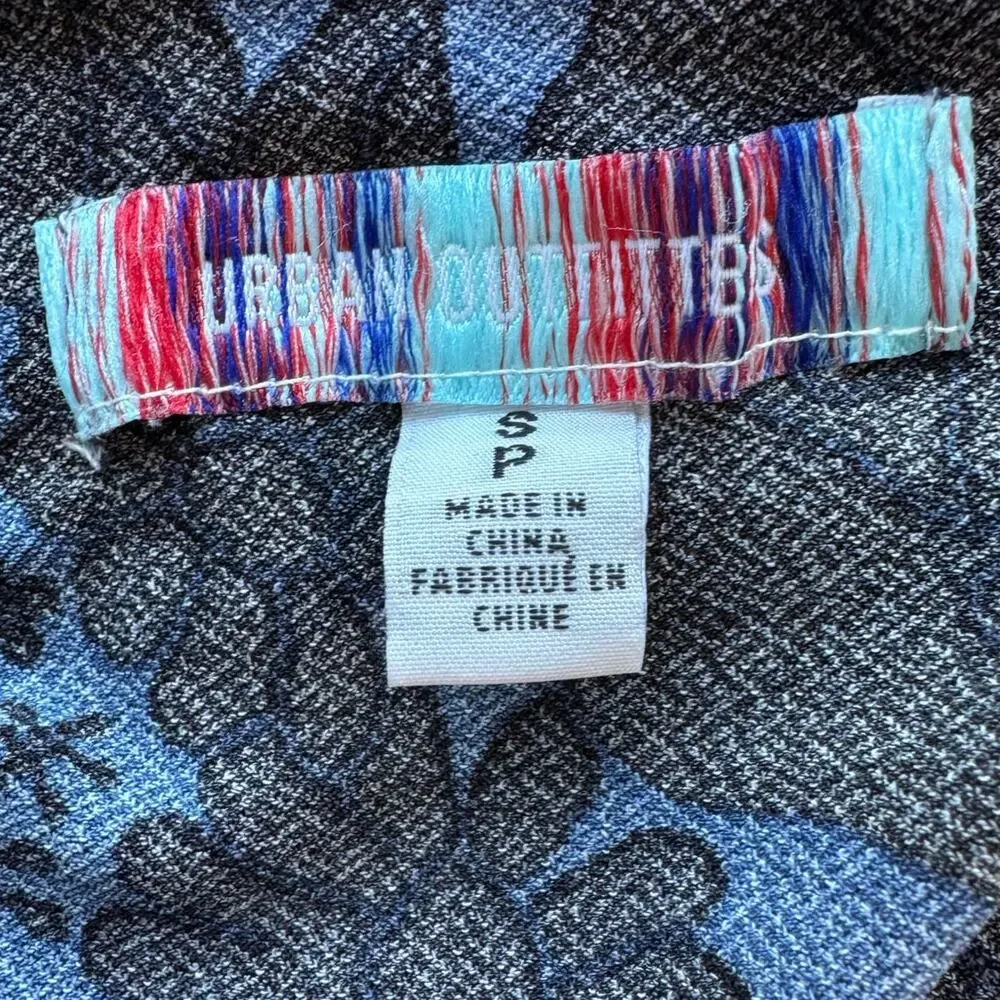 Urban Outfitters Jamie surplice knit mini skirt  Blue Floral Stretch Bodycon S